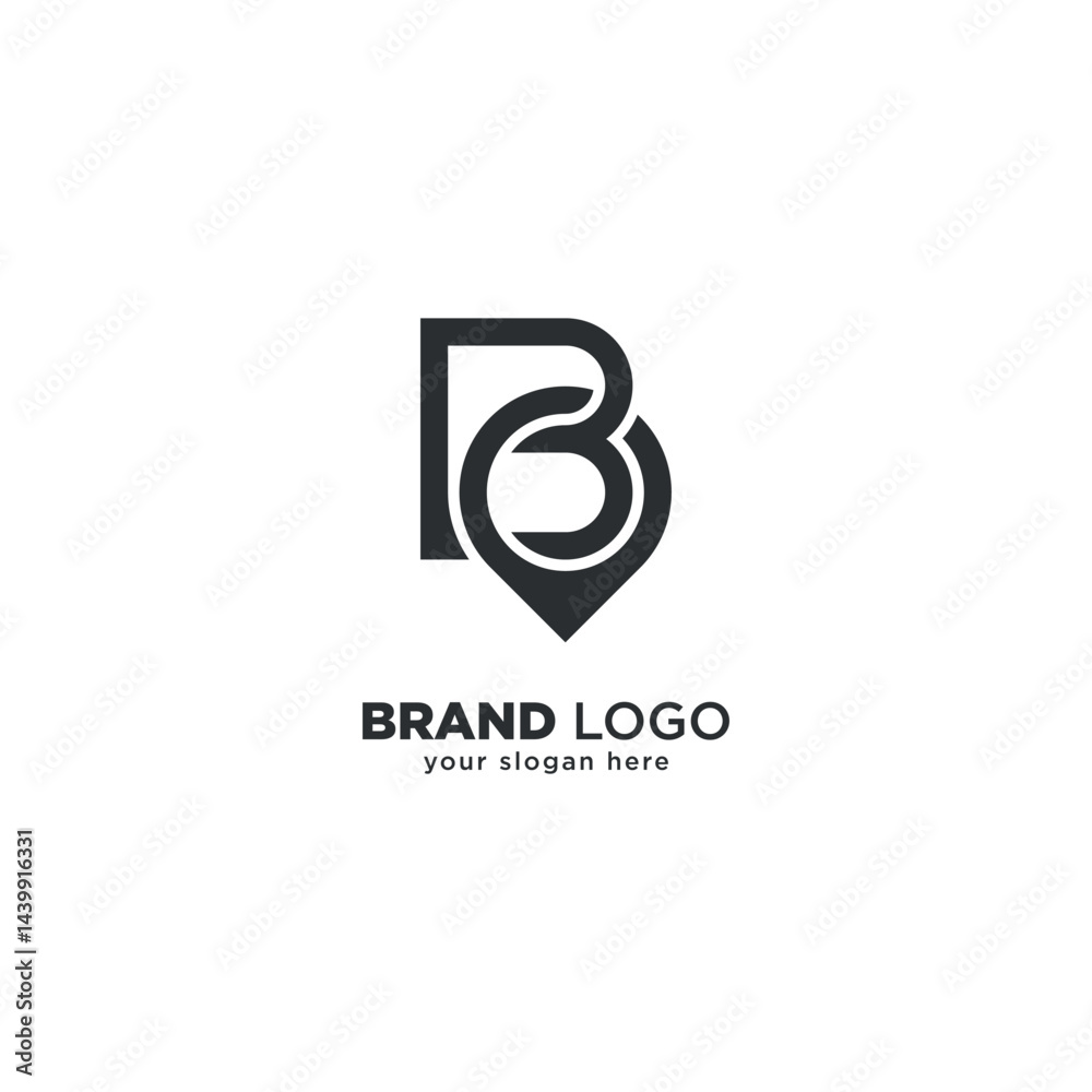 Creative Initial B Letter with Location Mark - Logo Design Concept. Creative Initial B Letter with Location Mark - Logo Design Concept.