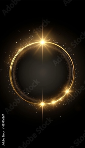 Obraz na płótnie Gold Glitter Light Circle, Sparkle, And Gray Spark Particles Frame On Black Background w salonie
