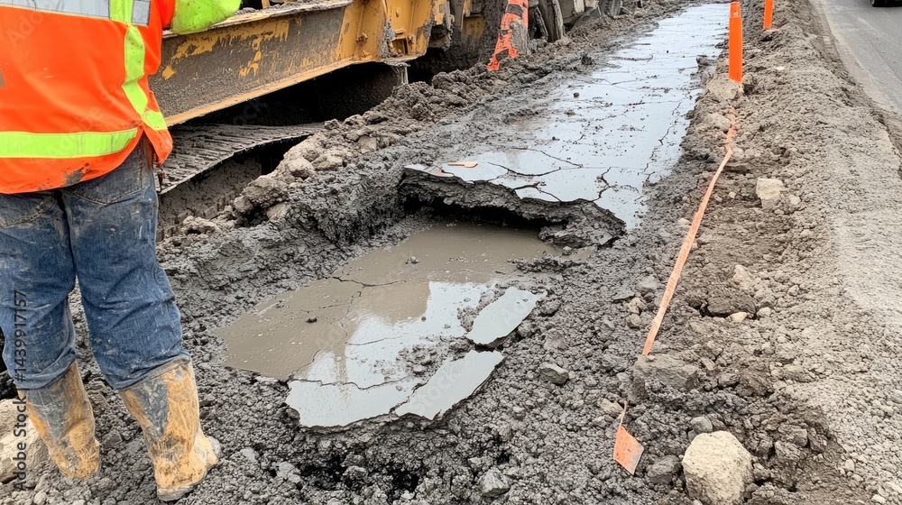 Poorly mixed concrete surface showing map cracking