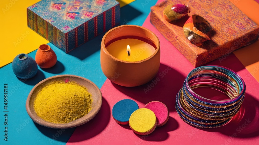 Vibrant Colorful Items for Festive Celebrations and Art Projects