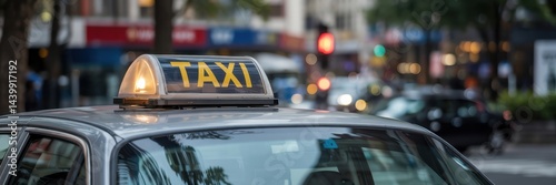 City street taxi cab with illuminated sign