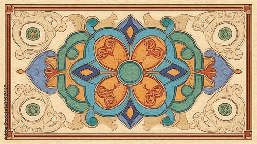 Obraz na płótnie Vibrant Decorative Floral Pattern with Intricate Design Elements w salonie