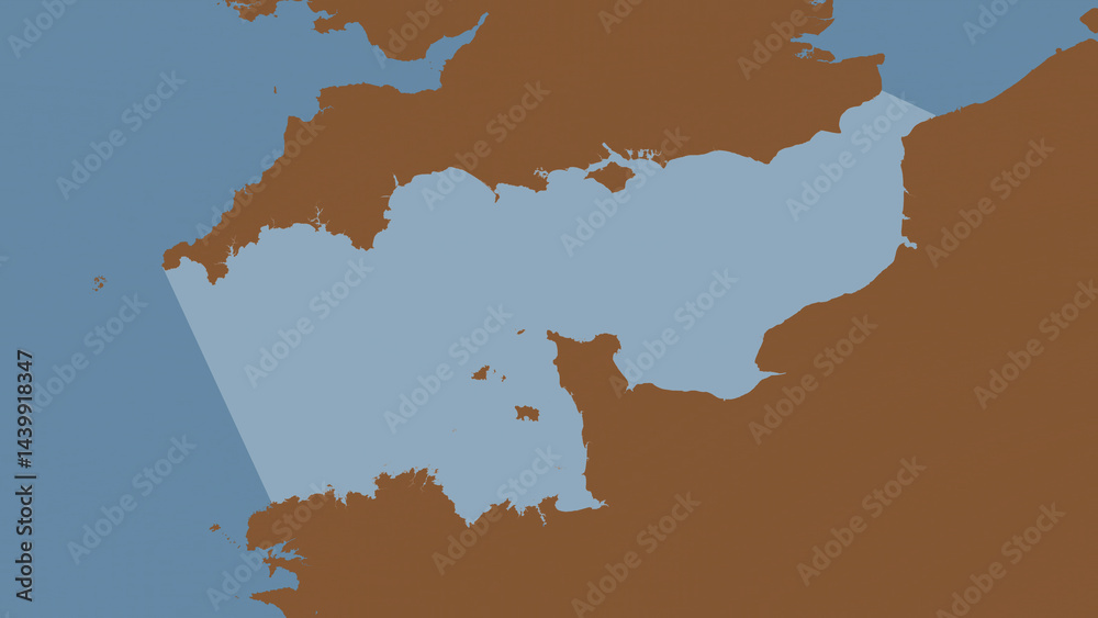 Fototapeta premium English Channel highlighted. Patterned map