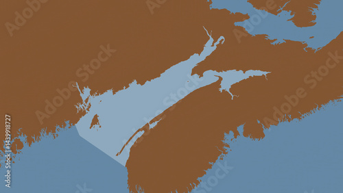 Bay of Fundy highlighted. Patterned map