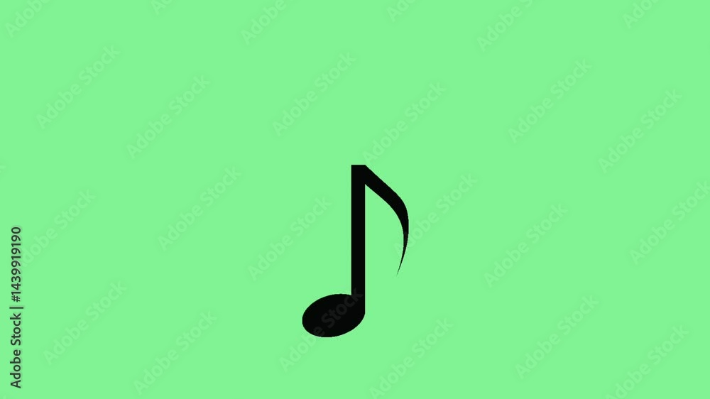 animation of musical note icon jumping on green horizontal screen