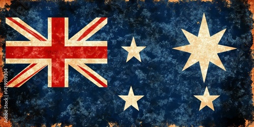 Obraz na płótnie Grunge Australian Flag A vintage and distressed illustration of the Australian national symbol. w salonie