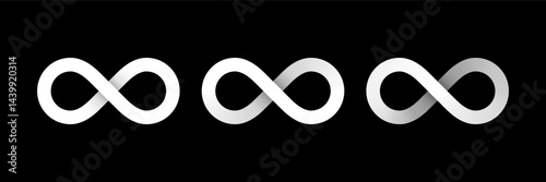 Set of white infinity symbols different volume. Vector