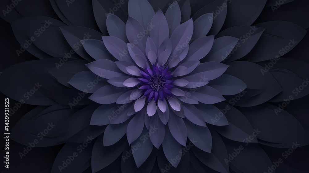 Vibrant Purple Flower Design with Layered Petals on Dark Background