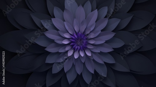 Obraz na płótnie Vibrant Purple Flower Design with Layered Petals on Dark Background w salonie