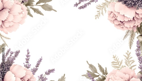 Obraz na płótnie Watercolor floral arrangement featuring flowers and greenery on white background w salonie