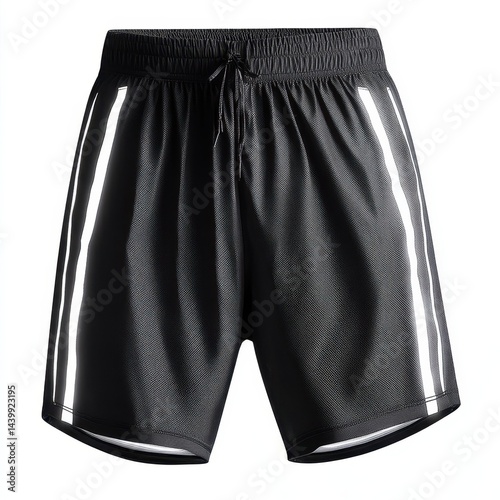Black Reflective Running Shorts with Bright Side Stripes for Men Ideal for Night Workouts and Outdoor Sports

 photo