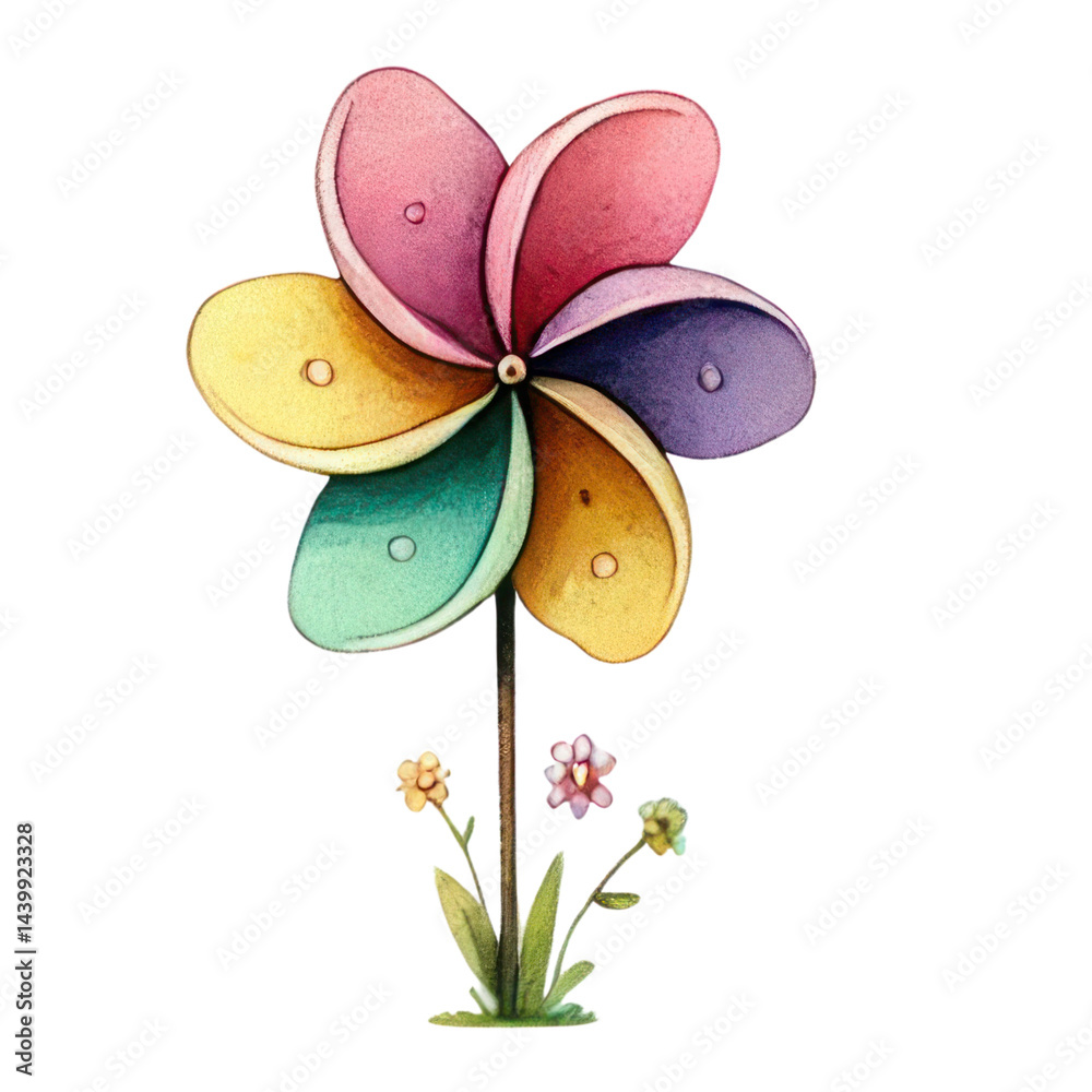 Colorful and Whimsical Flower Design with Vibrant Petals and Soft Pastel Tones for Creative Projects and Artistic Use