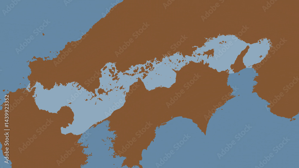 Fototapeta premium Seto Naikai or Inland Sea highlighted. Patterned map