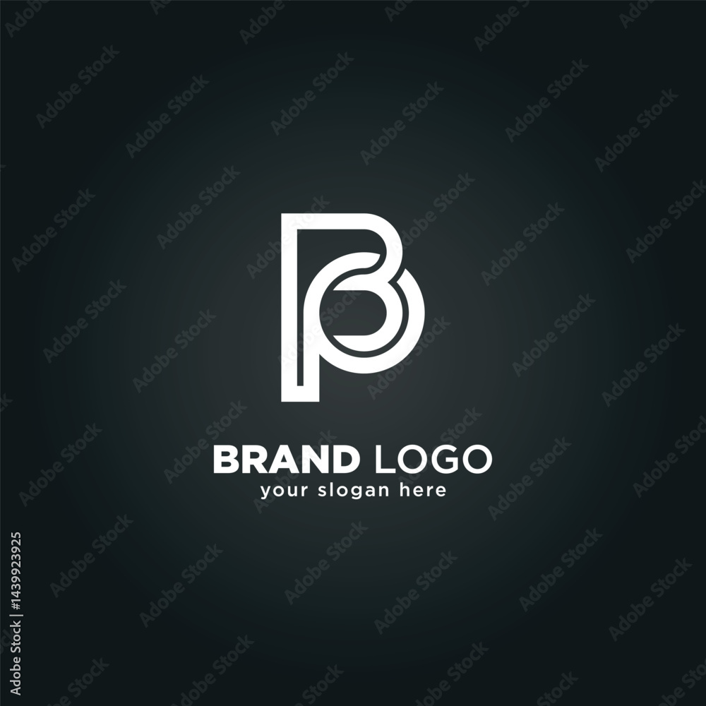 Abstract Letter B and P Monogram Logo with Black Background. Abstract Letter B and P Monogram Logo with Black Background.