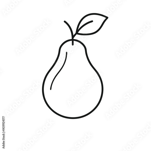 Pear line art vector on white background