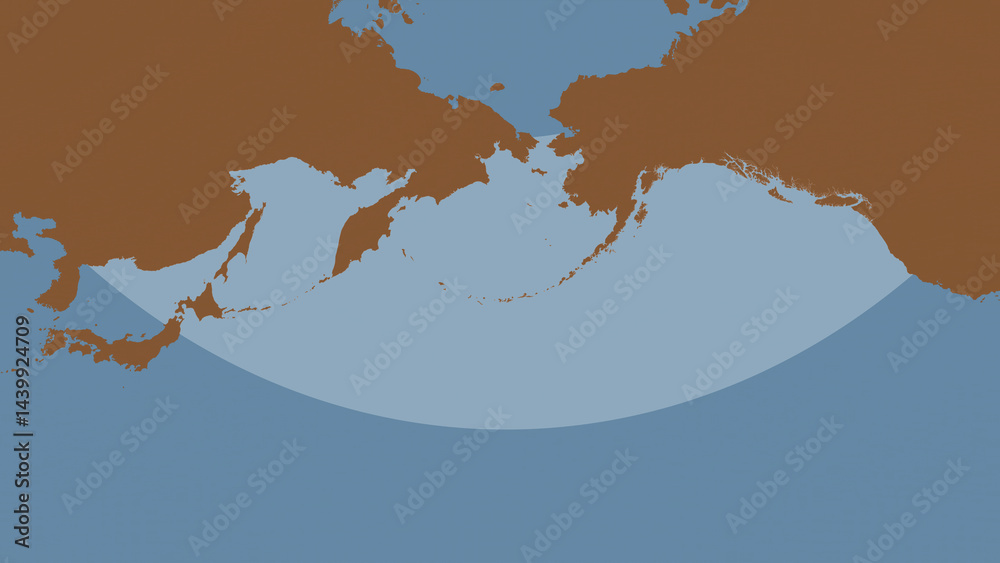 Obraz premium Subarctic Pacific Ocean highlighted. Patterned map