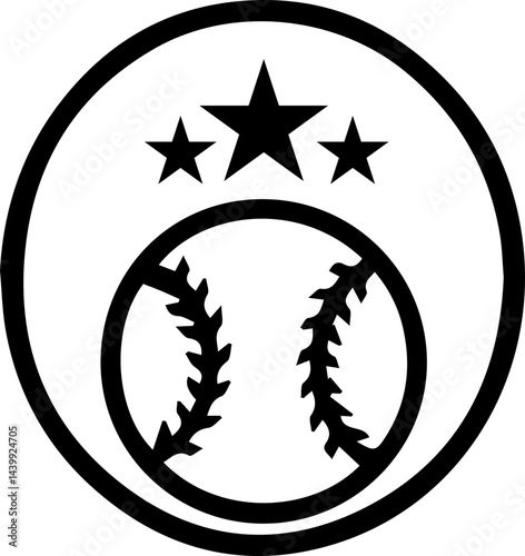 Baseball Emblem with Stars