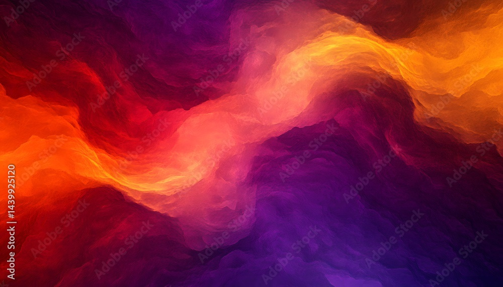 An abstract swirling depiction of colorful layered cloud formations