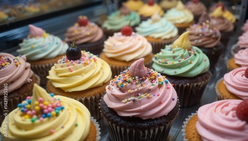 cupcakes with colorfull cream