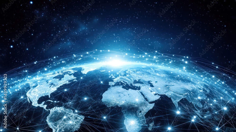 Global Network Connecting Planet Earth, Showcasing Modern Technology and Communication Global Network Connecting Planet Earth, Showcasing Modern Technology and Communication