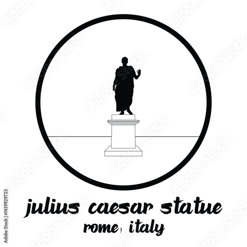 Circle Icon Julius Caesar Statue. Vector illustration