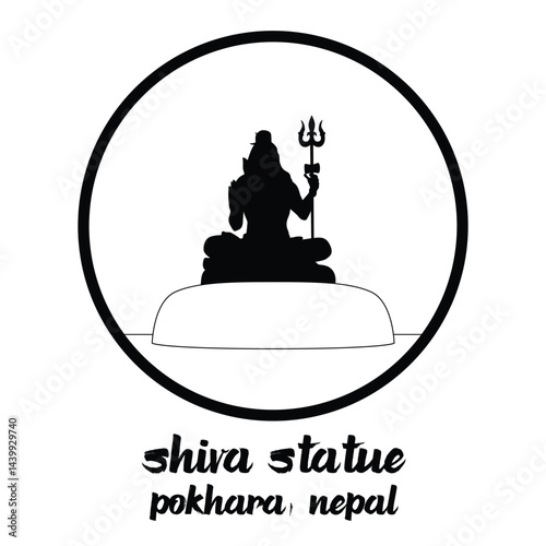 Circle Icon Shiva Statue. Vector illustration