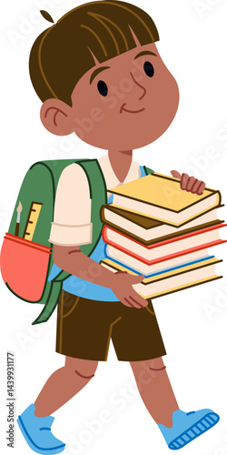 Schoolboy Carrying Books