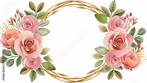 Soft Pink Roses Floral Frame for Elegant Designs