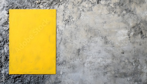 Obraz na płótnie A yellow painted rectangle contrasts against a textured gray wall w salonie