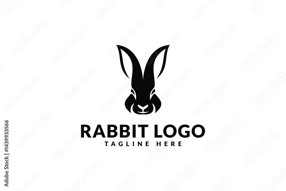 simple rabbit head logo design, logo icon vector illustration silhouette simple rabbit head logo design, logo icon vector illustration silhouette