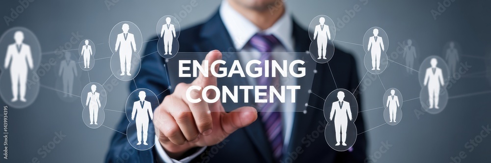 A business professional interacts with engaging content. A business professional interacts with engaging content.
