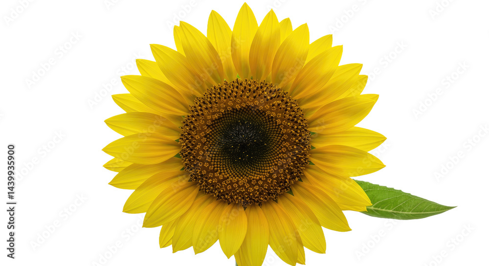 Fototapeta premium Bright Yellow Sunflower Bloom Isolated White Background Sharp Focus Vibrant Studio Quality Floral Head