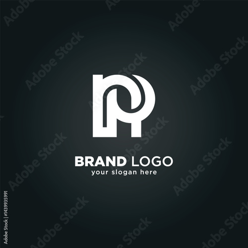 Modern Letter N and P Monogram Logo with Black Background.