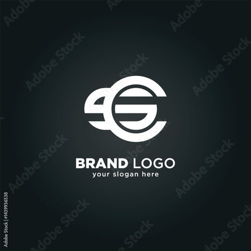 Modern Letter S and C Monogram Logo with Black Background.