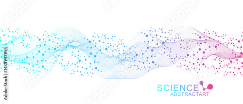 Molecular structure DNA, atom, neurons. Medical, technology, chemistry, science background. Science concept for your design. Connected lines with dots. Vector illustration.