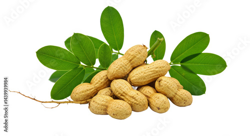 Foto Fresh Groundnut Peanut Plant Roots Shells Leaves Isolated White Background Detai