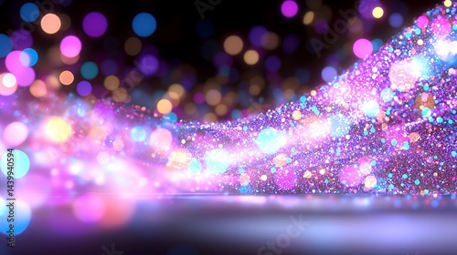 Abstract Glowing Light Particles and Bokeh Effect Background Illustration