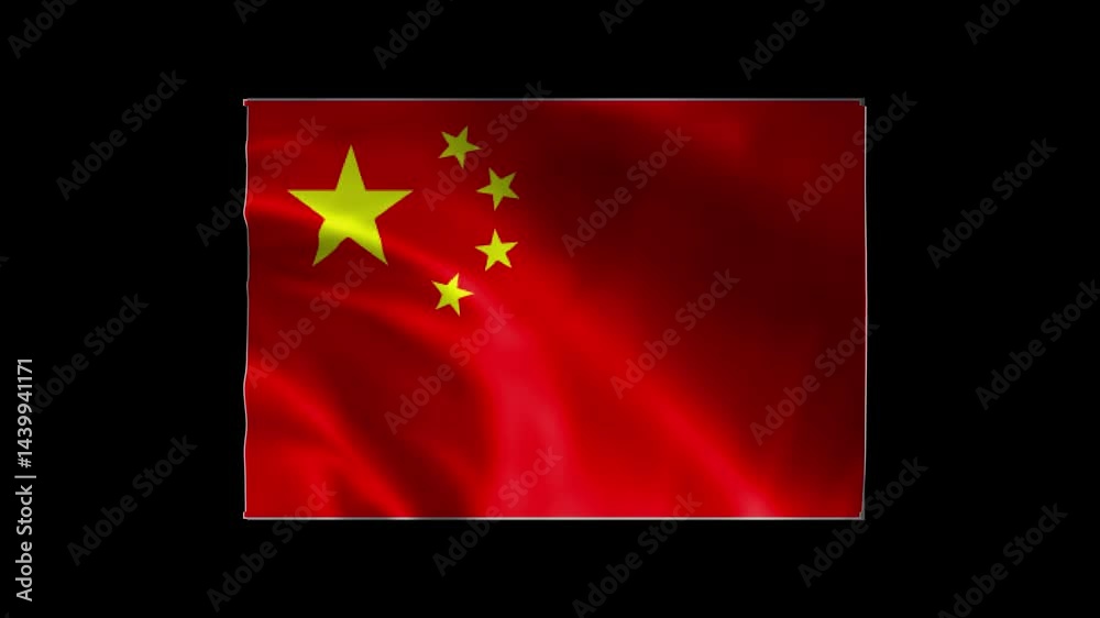 CHINA waving flag looping. China banner blowing in the wind seamless and looped animation. CHINA waving flag looping. China banner blowing in the wind seamless and looped animation.