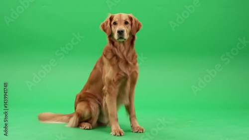 Realistic Dog Video with Green Screen. Natural Dog Behaviors in High Definition. Golden Retriever German Shepherd Labrador Realistic Footage.