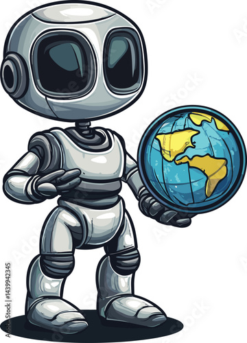 robot and globe