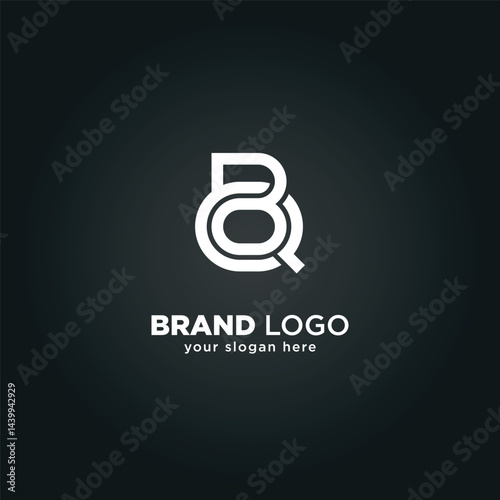 Alphabet Letter B and Q Monogram Logo with Black Background.