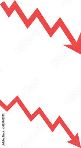 Red Downward Arrows Indicate Market Decline and Financial Loss