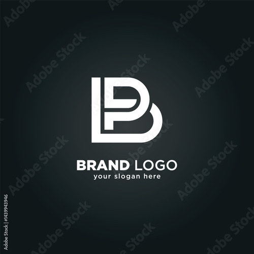 Alphabet Letter P and B Monogram Logo with Black Background.