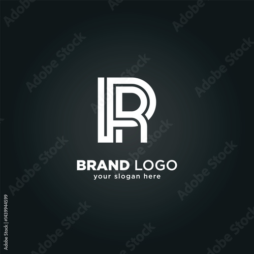 Alphabet Letter P and R Monogram Logo with Black Background.