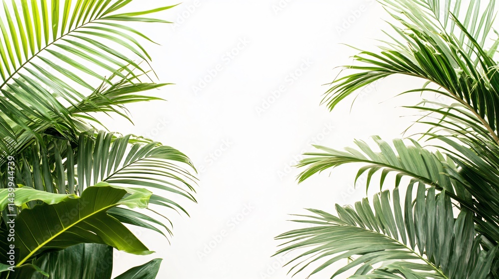 Lush Tropical Tree Branches with Vibrant Leaves Isolated on White Background Lush Tropical Tree Branches with Vibrant Leaves Isolated on White Background