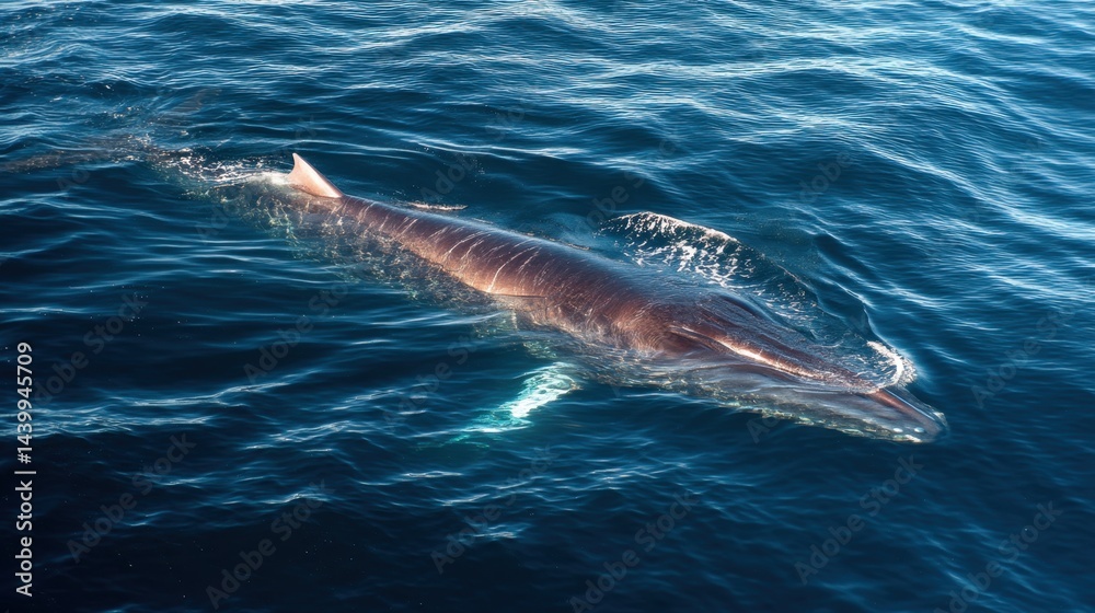 Fototapeta premium Humpback Whale Emerging from Deep Blue Ocean