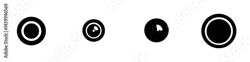 Vector illustration of black and white circular icons representing different concepts and elements in a minimalist style