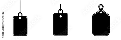 Vector illustration of black and white tags in various shapes for design and branding purposes