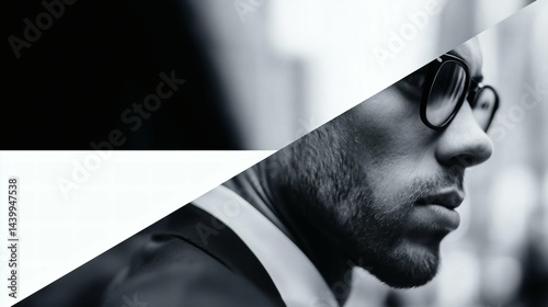 Obraz na płótnie Profile of thoughtful businessman, Abstract corporate portrait, Concept of vision and strategy w salonie