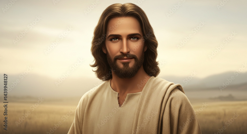 Portrait of Jesus Christ with Serene Expression and Soft Lighting Portrait of Jesus Christ with Serene Expression and Soft Lighting